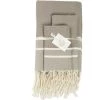 Febronie Décoration De Jardin Lot De 3 Foutas 100x200 + 50x80 (x2) Taupe Clair Et Blanc -Gants de toilette Soldes lot de 3 foutas 100x200 50x80 x2 taupe clair et blanc 6