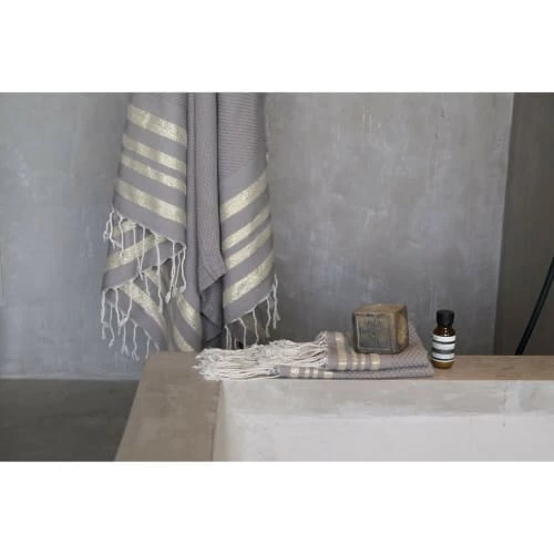 Febronie Décoration De Jardin Lot De 3 Foutas 100x200 + 50x80 (x2) Taupe Clair Et Or 4 Febronie Décoration De Jardin Lot De 3 Foutas 100x200 + 50x80 (x2) Taupe Clair Et Or – Image 2