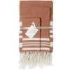 Febronie Décoration De Jardin Lot De 3 Foutas 100x200 + 50x80 (x2) Terracotta Et Blanc -Gants de toilette Soldes lot de 3 foutas 100x200 50x80 x2 terracotta et blanc