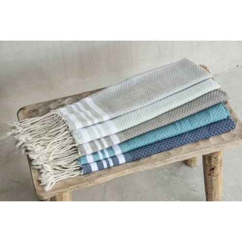 Febronie Décoration De Jardin Lot De 3 Foutas 100x200 + 50x80 (x2) Vert D'eau Et Blanc 8 Febronie Décoration De Jardin Lot De 3 Foutas 100x200 + 50x80 (x2) Vert D'eau Et Blanc – Image 6