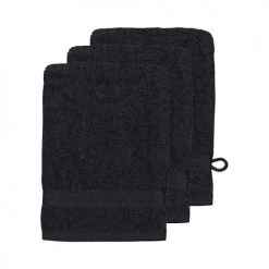 Sensei Maison Serviettes De Toilette Lot De 3 Gants De Toilette 550gr/m² Bleu Nuit 16x22 Cm