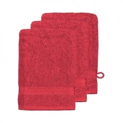 Sensei Maison Serviettes De Toilette Lot De 3 Gants De Toilette 550gr/m² Framboise 16x22 Cm