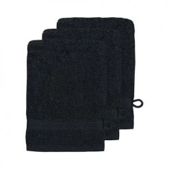 Sensei Maison Lot De 3 Gants De Toilette 550gr/m² Noir 16x22 Cm