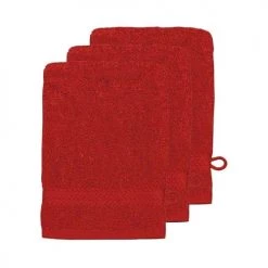 Sensei Maison Serviettes De Toilette Lot De 3 Gants De Toilette 550gr/m² Rubis 16x22 Cm