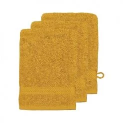 Sensei Maison Serviettes De Toilette Lot De 3 Gants De Toilette 550gr/m² Safran 16x22 Cm