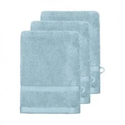 Sensei Maison Serviettes De Toilette Lot De 3 Gants De Toilette 600gr/m² Bleu Arctic 16x22 Cm