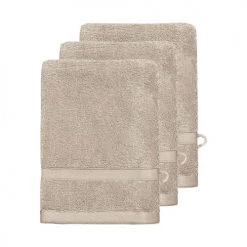 Sensei Maison Serviettes De Toilette Lot De 3 Gants De Toilette 600gr/m² Sable 16x22 Cm