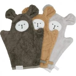 Fabelab Lot De 3 Gants De Toilette Ours Olive Mix
