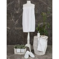 Sensei Maison Peignoirs Et Chaussons De Bain Paréo Avec Liseré Imprimé Blanc Taille Unique -Gants de toilette Soldes pareo avec lisere imprime blanc taille unique 2