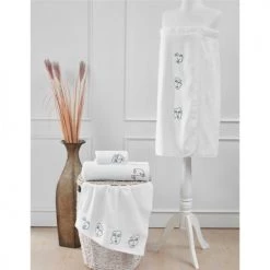 Sensei Maison Peignoirs Et Chaussons De Bain Paréo De Bain En Coton Blanc Taille Unique -Gants de toilette Soldes pareo de bain en coton blanc taille unique 14