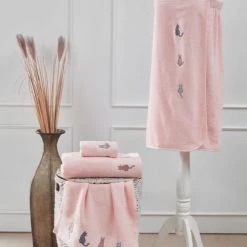 Sensei Maison Peignoirs Et Chaussons De Bain Paréo De Bain En Coton Poudre Taille Unique -Gants de toilette Soldes pareo de bain en coton poudre taille unique 3