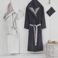 Sensei Maison Peignoirs Et Chaussons De Bain Peignoir à Capuche Double Face Blanc L -Gants de toilette Soldes peignoir a capuche double face blanc l 3