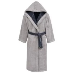 Sensei Maison Peignoirs Et Chaussons De Bain Peignoir à Capuche Double Face Blanc S -Gants de toilette Soldes peignoir a capuche double face gris perle s