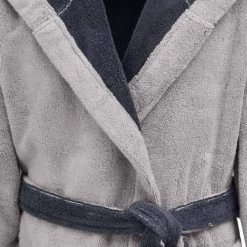 Sensei Maison Peignoirs Et Chaussons De Bain Peignoir à Capuche Double Face Gris Perle S -Gants de toilette Soldes peignoir a capuche double face gris perle s 4