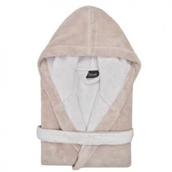Sensei Maison Peignoirs Et Chaussons De Bain Peignoir à Capuche Double Face Sable L -Gants de toilette Soldes peignoir a capuche double face sable l 4