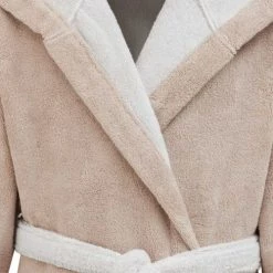 Sensei Maison Peignoirs Et Chaussons De Bain Peignoir à Capuche Double Face Sable L -Gants de toilette Soldes peignoir a capuche double face sable l 5