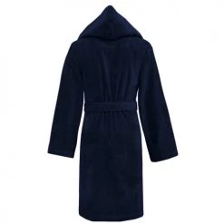 Sensei Maison Peignoirs Et Chaussons De Bain Peignoir à Capuche Velours Bleu Nuit L -Gants de toilette Soldes peignoir a capuche velours bleu nuit l 3
