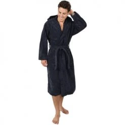 Sensei Maison Peignoirs Et Chaussons De Bain Peignoir à Capuche Velours Eucalyptus M -Gants de toilette Soldes peignoir a capuche velours eucalyptus m 5