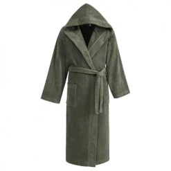 Sensei Maison Peignoirs Et Chaussons De Bain Peignoir à Capuche Velours Eucalyptus S