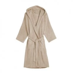 Blanc Cerise Peignoirs Et Chaussons De Bain Peignoir Capuche En Coton BIO XL Sable