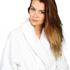 Sensei Maison Peignoirs Et Chaussons De Bain Peignoir Col Châle En Coton Bio Blanc XL -Gants de toilette Soldes peignoir col chale en coton bio blanc xl 3