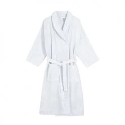 Blanc Cerise Peignoirs Et Chaussons De Bain Peignoir Col Châle En Coton BIO S Blanc