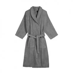 Blanc Cerise Peignoirs Et Chaussons De Bain Peignoir Col Châle En Coton BIO S Gris Taupe