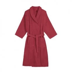 Blanc Cerise Peignoirs Et Chaussons De Bain Peignoir Col Châle En Coton BIO S Rouge Basque
