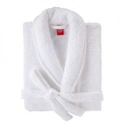 Blanc Cerise Peignoirs Et Chaussons De Bain Peignoir Col Châle En Coton BIO XL Blanc -Gants de toilette Soldes peignoir col chale en coton bio xl blanc 1