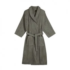 Blanc Cerise Peignoirs Et Chaussons De Bain Peignoir Col Châle En Coton BIO XL Sauge