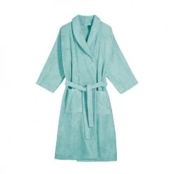 Blanc Cerise Peignoirs Et Chaussons De Bain Peignoir Col Châle En Coton BIO XL Vert Givré