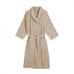 Blanc Cerise Peignoirs Et Chaussons De Bain Peignoir Col Châle En Coton BIO XXL Sable