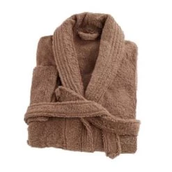 Linandelle Peignoirs Et Chaussons De Bain CONFORT - Peignoir Mixte Col Chale Coton Rose Pastel M -Gants de toilette Soldes peignoir col chale en coton marron chocolat m 6