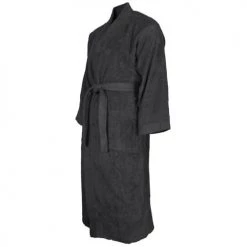 Sensei Maison Peignoirs Et Chaussons De Bain Peignoir Col Kimono Anthracite S -Gants de toilette Soldes peignoir col kimono anthracite s 1