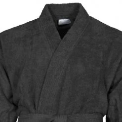 Sensei Maison Peignoirs Et Chaussons De Bain Peignoir Col Kimono Anthracite XXXL -Gants de toilette Soldes peignoir col kimono anthracite xxxl 3