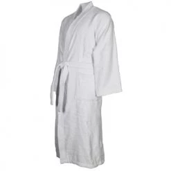 Sensei Maison Peignoirs Et Chaussons De Bain Peignoir Col Kimono Blanc XL -Gants de toilette Soldes peignoir col kimono blanc xl 1