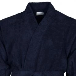 Sensei Maison Peignoirs Et Chaussons De Bain Peignoir Col Kimono Bleu Nuit S -Gants de toilette Soldes peignoir col kimono bleu nuit s 3