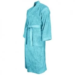 Sensei Maison Peignoirs Et Chaussons De Bain Peignoir Col Kimono Bleu Turquoise L -Gants de toilette Soldes peignoir col kimono bleu turquoise l 1