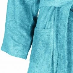 Sensei Maison Peignoirs Et Chaussons De Bain Peignoir Col Kimono Bleu Turquoise XL -Gants de toilette Soldes peignoir col kimono bleu turquoise xl 4