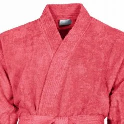 Sensei Maison Peignoirs Et Chaussons De Bain Peignoir Col Kimono Framboise M -Gants de toilette Soldes peignoir col kimono framboise m 3