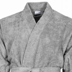 Sensei Maison Peignoirs Et Chaussons De Bain Peignoir Col Kimono Gris Perle L -Gants de toilette Soldes peignoir col kimono gris perle l 3