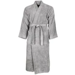 Sensei Maison Peignoirs Et Chaussons De Bain Peignoir Col Kimono Vison S -Gants de toilette Soldes peignoir col kimono gris perle s