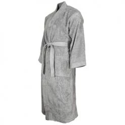 Sensei Maison Peignoirs Et Chaussons De Bain Peignoir Col Kimono Gris Perle XXXXL -Gants de toilette Soldes peignoir col kimono gris perle xxxxl 1