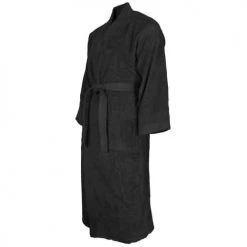 Sensei Maison Peignoirs Et Chaussons De Bain Peignoir Col Kimono Noir L -Gants de toilette Soldes peignoir col kimono noir l 1