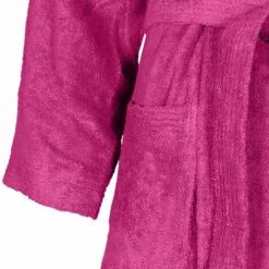 Sensei Maison Peignoirs Et Chaussons De Bain Peignoir Col Kimono Rose Indien L -Gants de toilette Soldes peignoir col kimono rose indien l 4