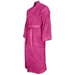Sensei Maison Peignoirs Et Chaussons De Bain Peignoir Col Kimono Rose Indien M -Gants de toilette Soldes peignoir col kimono rose indien m 1