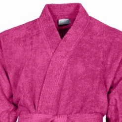 Sensei Maison Peignoirs Et Chaussons De Bain Peignoir Col Kimono Rose Indien M -Gants de toilette Soldes peignoir col kimono rose indien m 3