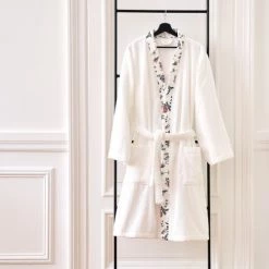 Anne De Solène Peignoirs Et Chaussons De Bain Peignoir Coton M Blanc -Gants de toilette Soldes peignoir coton m blanc 4