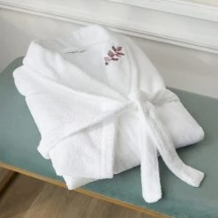 Anne De Solène Peignoirs Et Chaussons De Bain Peignoir Coton M Blanc -Gants de toilette Soldes peignoir coton m blanc 9
