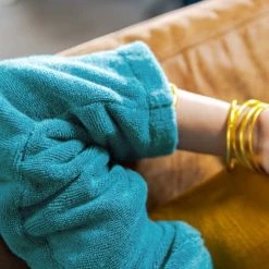 Olivier Desforges Peignoirs Et Chaussons De Bain Peignoir Coton Peigné Paon XL -Gants de toilette Soldes peignoir coton peigne paon xl 2